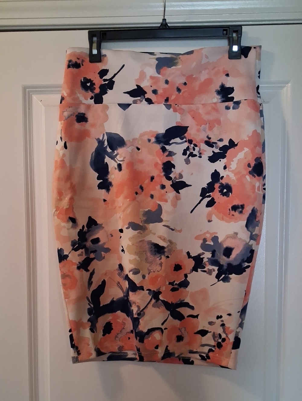 Silhouette Peach and Navy Floral Pencil Skirt